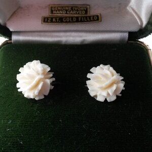 Signed Karen Lynne Hand-Carved Earrings